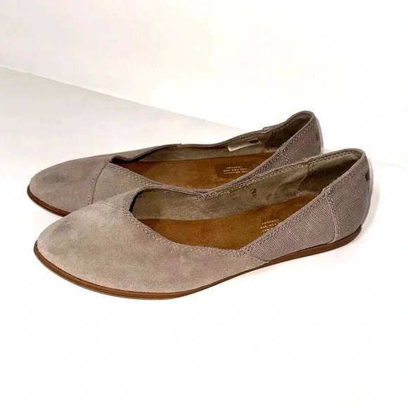 TOMS Jutti Suede Canvas Ballet Flats Size 8 - Picture 1 of 7